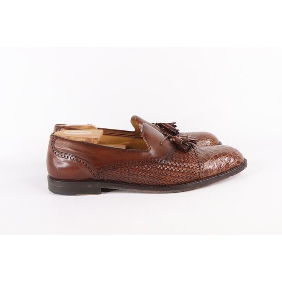 Mezlan Mens 11 M Genuine Crocodile Leather Tassel Loafers Shoes Carmel Brown main image 12